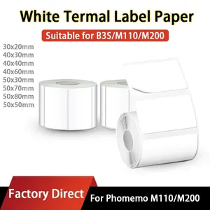 Blank Thermal Labels for Office Files, Home Storage, Kitchen Fridge, Jars, Jam, Waterproof Printable Paper Tags, 30x20mm, 40x30mm, 50x30mm, 50x80mm