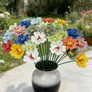 6/12/18/24PCS 3D Ceramic Flower Bouquet,Ceramic Flowers in 6 Colors-Handcrafted Ceramic Magnolia Flowers with Glossy,Three-Dimensional Petals That Never Wilt-Color l Blossoms Eternal Flower Home Decor Gift for Living Room, Bedroom,Office Decor,Home Decor