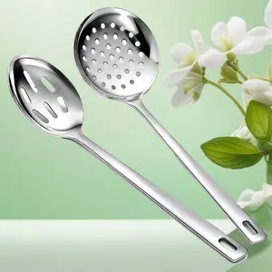2 Pcs 13 Inch Stainless Steel Slotted Spoons & Spider Strainer Skimmer Ladle, Metal Cooking Utensils for Straining Pasta, Frying and Food Preparation
