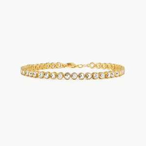 en route Tennis Bracelet in Gold, Eternal Sweetness with Day-to-Night Sparkles, Most Gifted for Retro Reimagined Style.