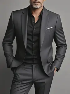 Men'S Formal Suit Two-Piece Set, Single Button Blazer and Pants, Suitable for Interviews, Business Professional Occasions, and Daily Casual Parties