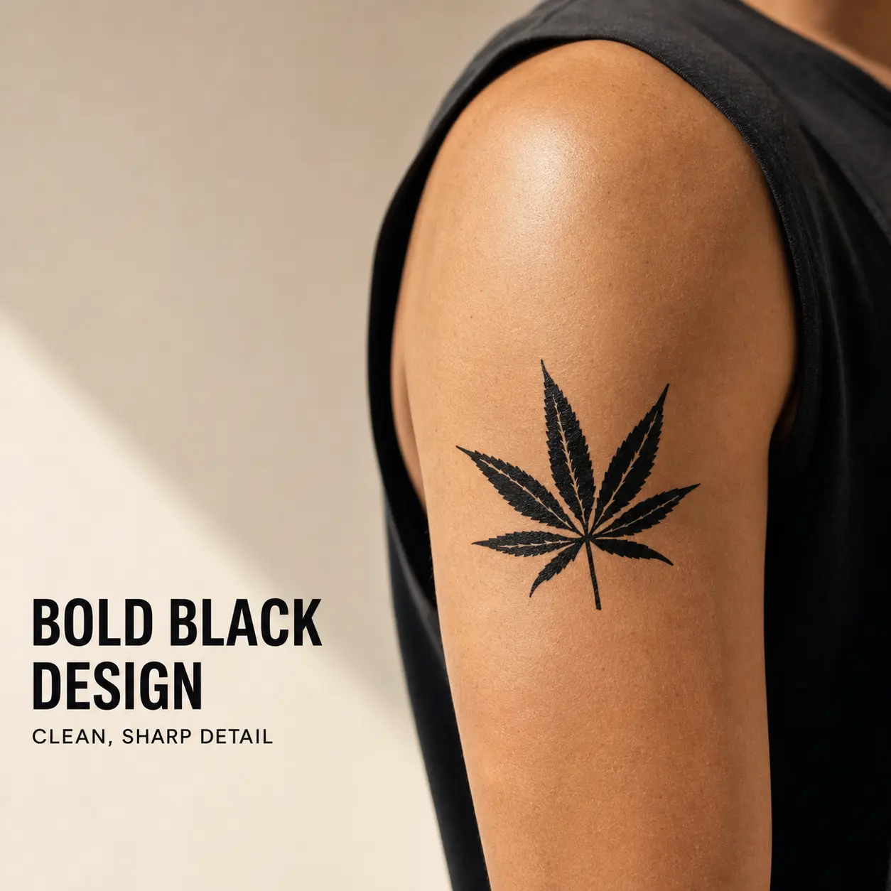 4PCS Black Botanical Leaf Temporary Tattoo Stickers, 3.15 x 3.15 Inch Body Art Transfers for Arms, Shoulders, Ankles, Parties and Festival Looks
