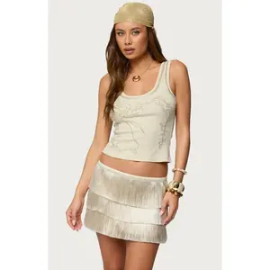 Edikted Women's Taliah Beaded Scoop Neck Tank Top