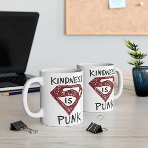 Colorful Mugs - Kindness Is The New Punk 11Oz & 15Oz Coffee Tea Cups with Bold Statement Design for Coffee Lovers
