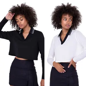 Long Sleeve Cropped Polo