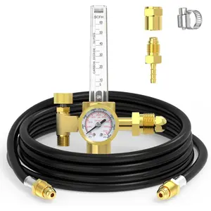 Argon/CO2 Mig Tig Flow Meter Gas Regulator Gauge Welding Weld with 8ft Gas Hose