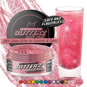 MONÉGASQUE Baby Pink Edible Glitter for Drinks 10g – Pink Edible Glitter for Cakes & Cocktails – Drink Shimmer Powder – Cocktail Sparkles for Drinks – Mothers Day Cake Decorations Spray Sprinkles