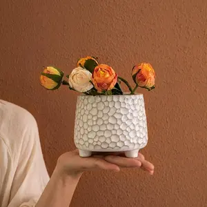 Conical Ceramic Storage Container, Hammered Texture Design, Kitchen Organizer Bin, Durable & Stylish, Perfect for Utensils & Tools