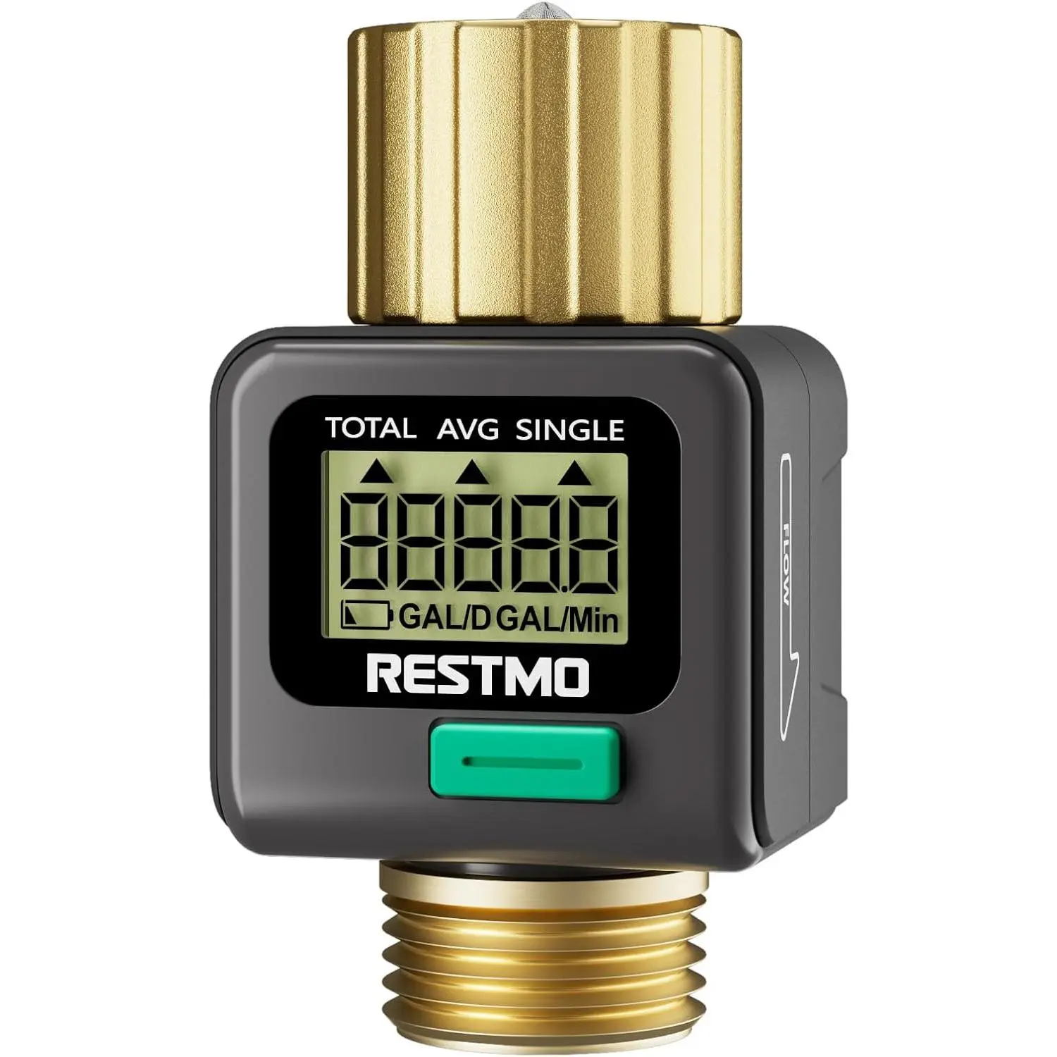 Flow Meter with Brass Inlet & Outlet, Measure Gallon/Liter Consumption and Flow Rate for, RV Tank Filling, Lawn Sprinkler and Nozzle Sprayer