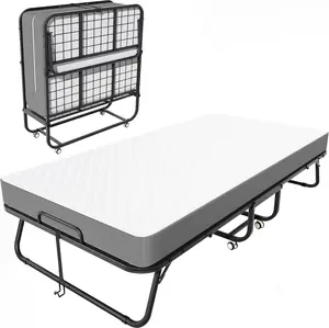 Greenvelly 75" x 31" Folding Bed with 5" Thick Memory Foam Mattress and Wheels, Space Saving Rollaway Beds