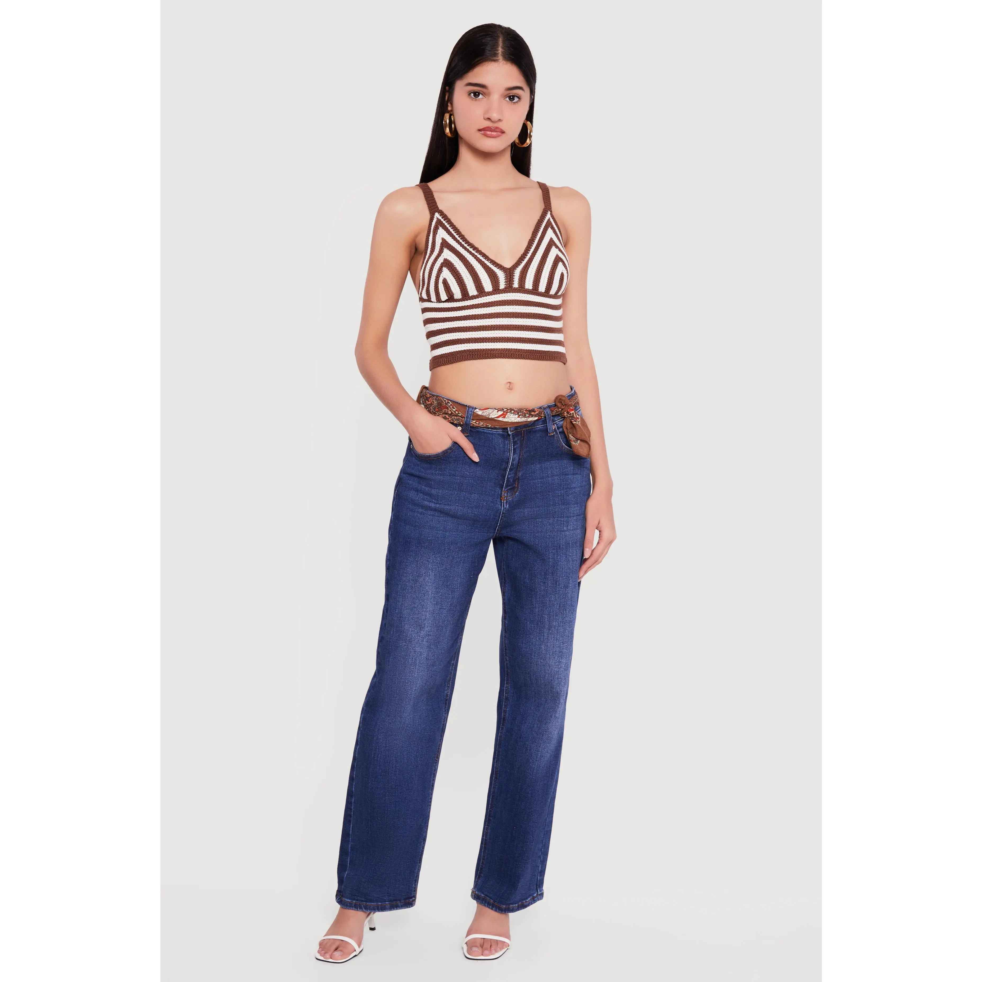 Striped Crochet Bustier Crop Top