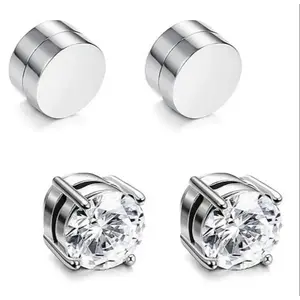 CZ Earring Stainless Steel Magnetic Stud Earrings for Men & Women No-piercing Magnetic Stud Earrings,  Simple and Fashionable Wedding Casual