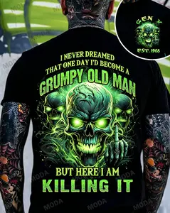 Chaosmoda Generation X I Never Dreamed That One Day I'd Become A Grumpy Old Man Custom Year Skull T-Shirt
