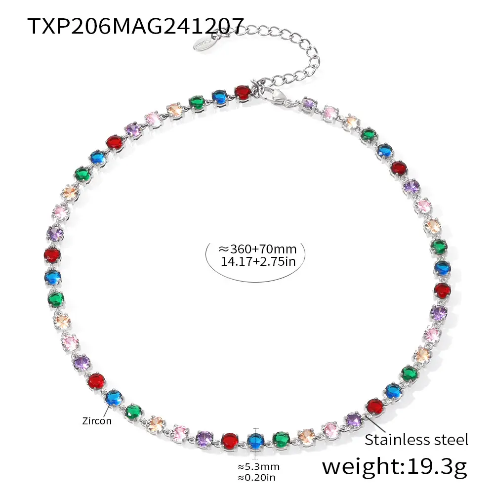 TXP206-Steel Color Mixed Zircon Necklace