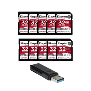 Kingston Canvas React Plus 32GB U3 V90 SD Memory Card (10-Pack) with Card Reader