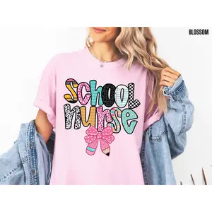 School Nurse Shirt for School Nurse Gift Comfort Colors School Nurse Sweatshirt for Back to School Nurse Tee Cute School Nurse Tshirt Trendy Fit Top Womenswear Comfy