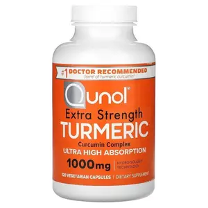 Qunol Turmeric Curcumin Supplement, Turmeric 1000mg With Ultra High Absorption, Joint Support Supplement, Extra Strength Turmeric Capsules, 2 Month Supply, 120 Count (Pack of 1)