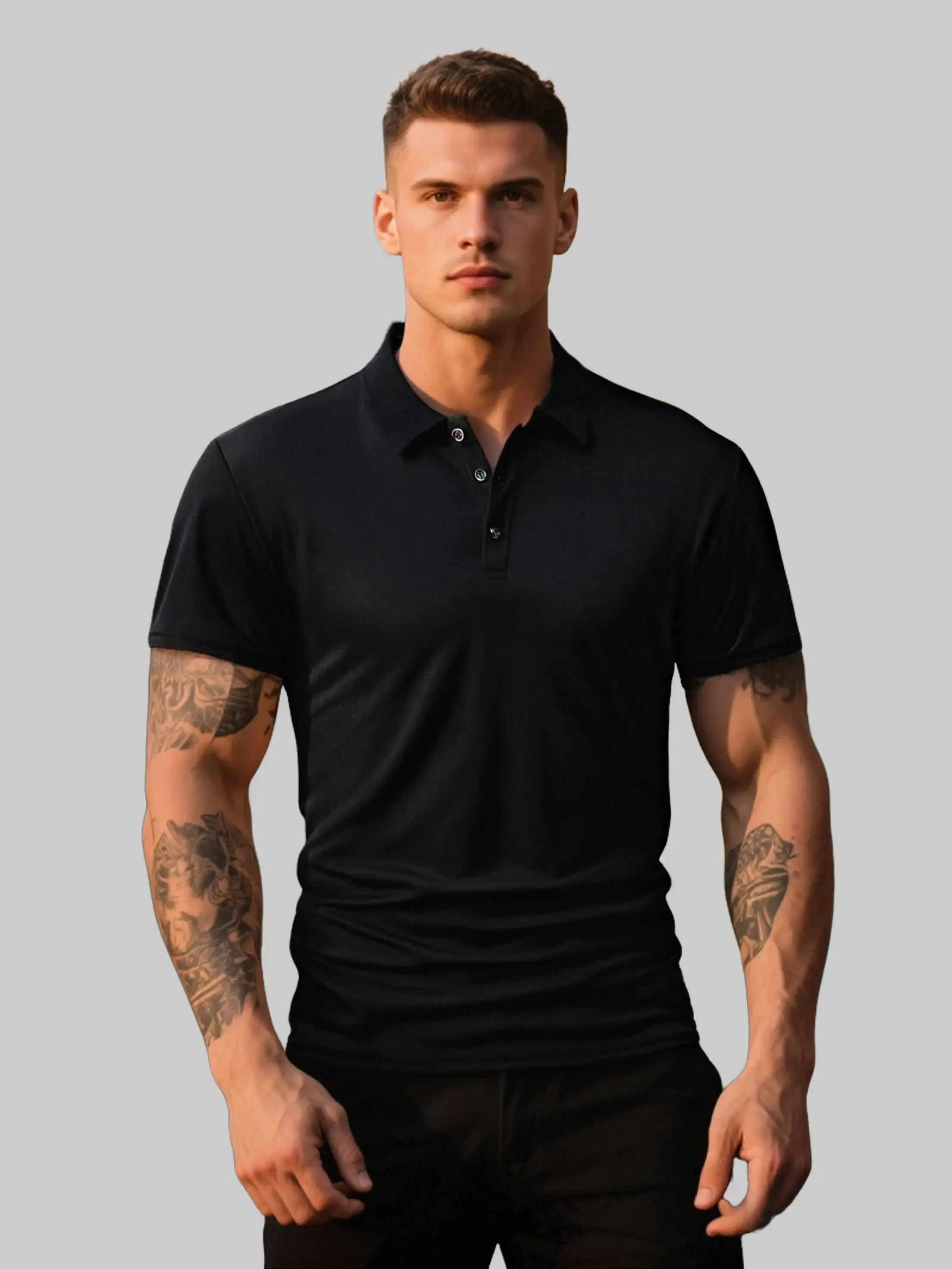 Men’s short-sleeve T-shirt pack (1 piece), youthful men’s style; quick-drying golf T-shirt with high performance moisture management; casual athletic shirt, versatile for everyday wear.Summervibes