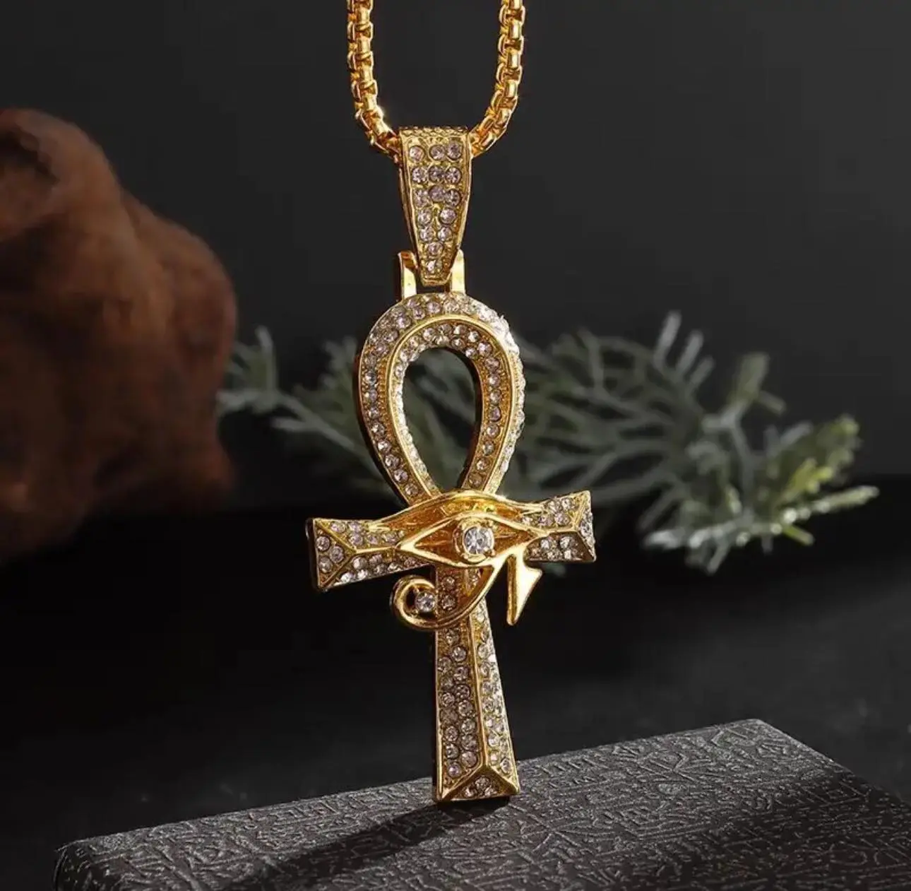Unisex Egyptian Eye Of Horus Cross Necklace, Durable Metal Alloy Material, Timeless Design, Perfect for Formal Events