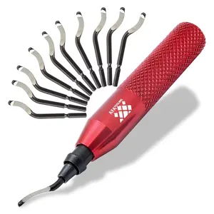- Deburring Tool with 11 High Speed Steel Swivel  - Works  Metal, , PVC Pipes, Copper, Plastic and  Printed Edges - Plumbing &  Printing Burr Removal Reamer Tool