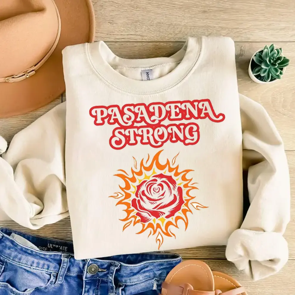 Pasadena Strong Sweatshirt, Vintage California SoCal Wildfire Relief, Pray for CA Donation Apparel