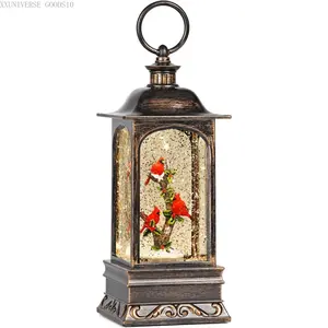 Snow Globe Christmas Decorations, 6H Timer Lighted Christmas Lantern Musical Snow Globe for Home Decor (3 Cardinals)XXUNIVERSE GOODS10