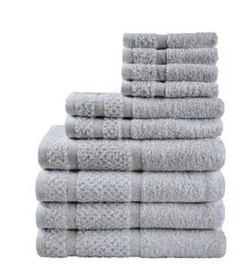 Premium 10 Pack Bathroom Towel Set Grey Soft Quick Dry Towels for Home Use