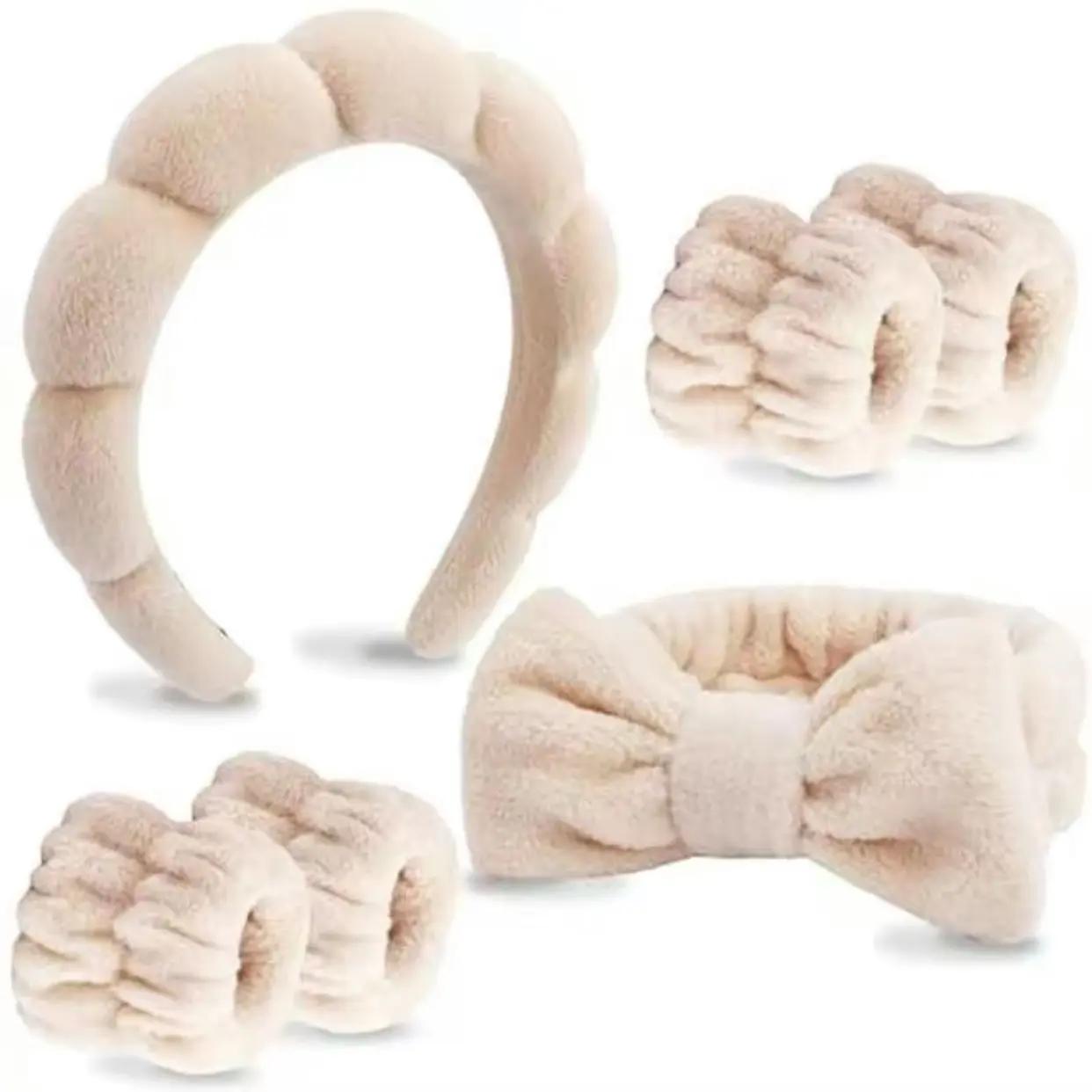 6 Piece Spa Headband Set, Makeup Headband, Face Washing Headband, Skincare Headband, Soft Headband, Sponge Hair Band Bowknot, Women's Accessories