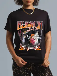 100% Cotton Bleach Team Ichigo and Ombre Logo Anime T-Shirt