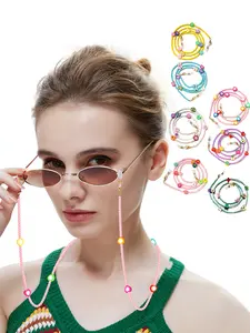 Rainbow Beaded Mask Eyeglass Chain Dual Use DIY Soft Clay Flower Mask Strap Neck Anti-Loss Rope Glasses Accessory