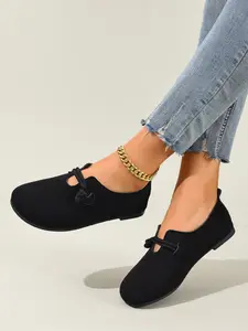 Simple Velvet Buckle Loafers for Women, Soft Sole Breathable Daily Commute Casual Lazy Shoes, Comfortable and Stylish Footwear