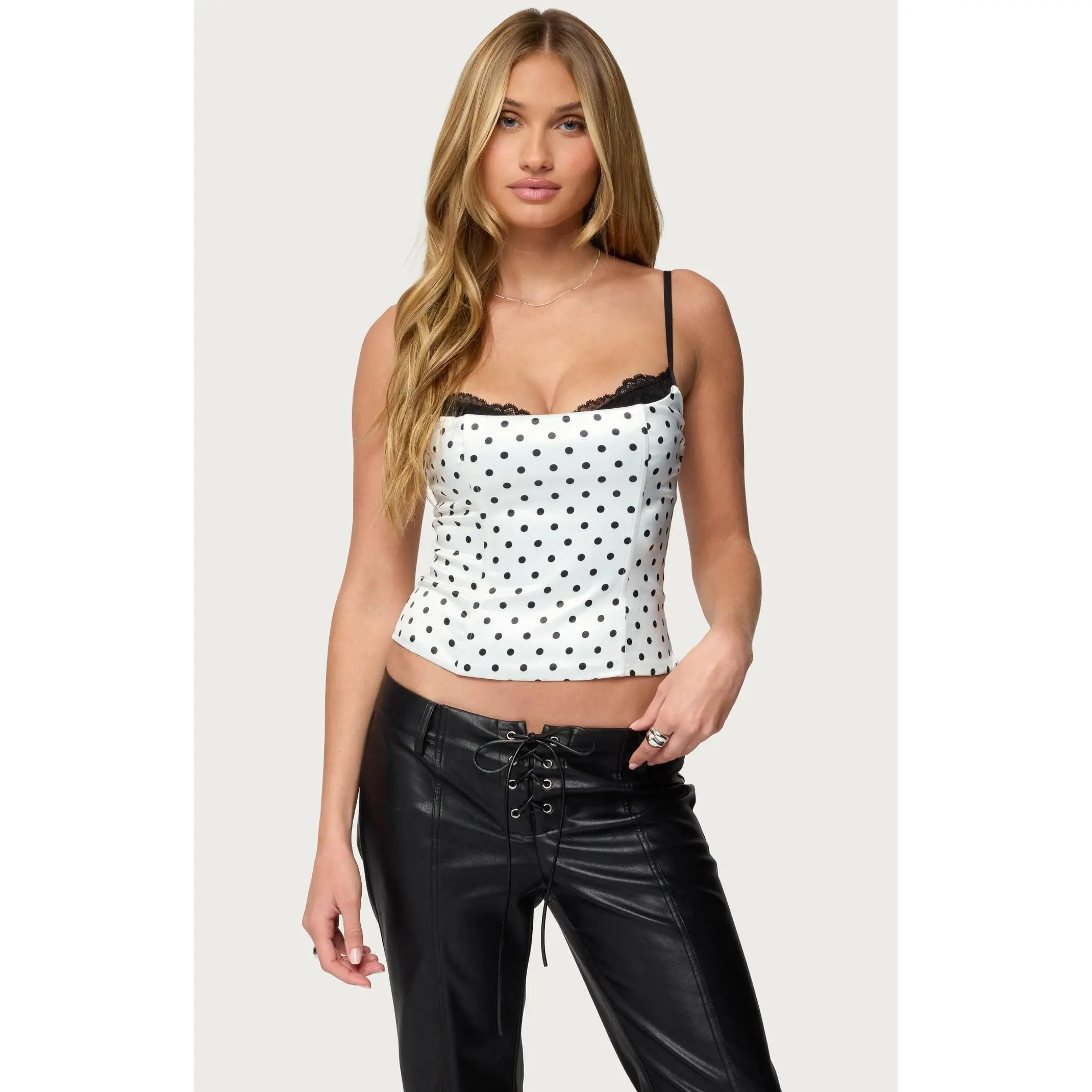 Edikted Women's Polka Dot Layered Lacey Bra Corset