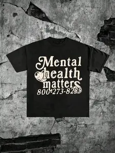 100% Cotton T-Shirt MENTAL HEALTH MATTERS Printed Short-Sleeved T-Shirt. Men's Summer Round Neck Short Sleeve T-Shirt, Fashion Printed T-Shirt,100% Cotton,Casual Summer T-Shirt with Crew Neck,Perfect Gift For Friends & Family,Lounge & Casual Attire