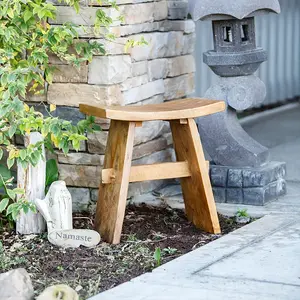 Zen Serenity Japanese Style Teak Wood Stool