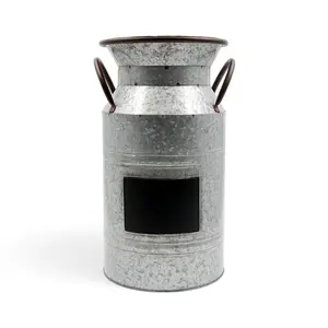 Chalkboard Metal Milk Can – 15 High, Rustic Distressed Finish, Iron Material, Multi-Functional Decorative Accent for Home Organization
