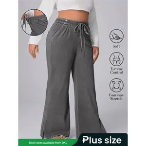 Plus size women's drawstring casual stretch denim jeans, washed stretch pants, comfortable and fashionable, suitable for daily wearRAIMENTRY