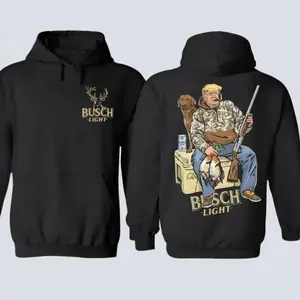 Hunter Trump With Busch Light Beer 2 Siders Hoodies, Trump and Your Hunt Dog, Hunting Season, Hoodie for Men, for Women