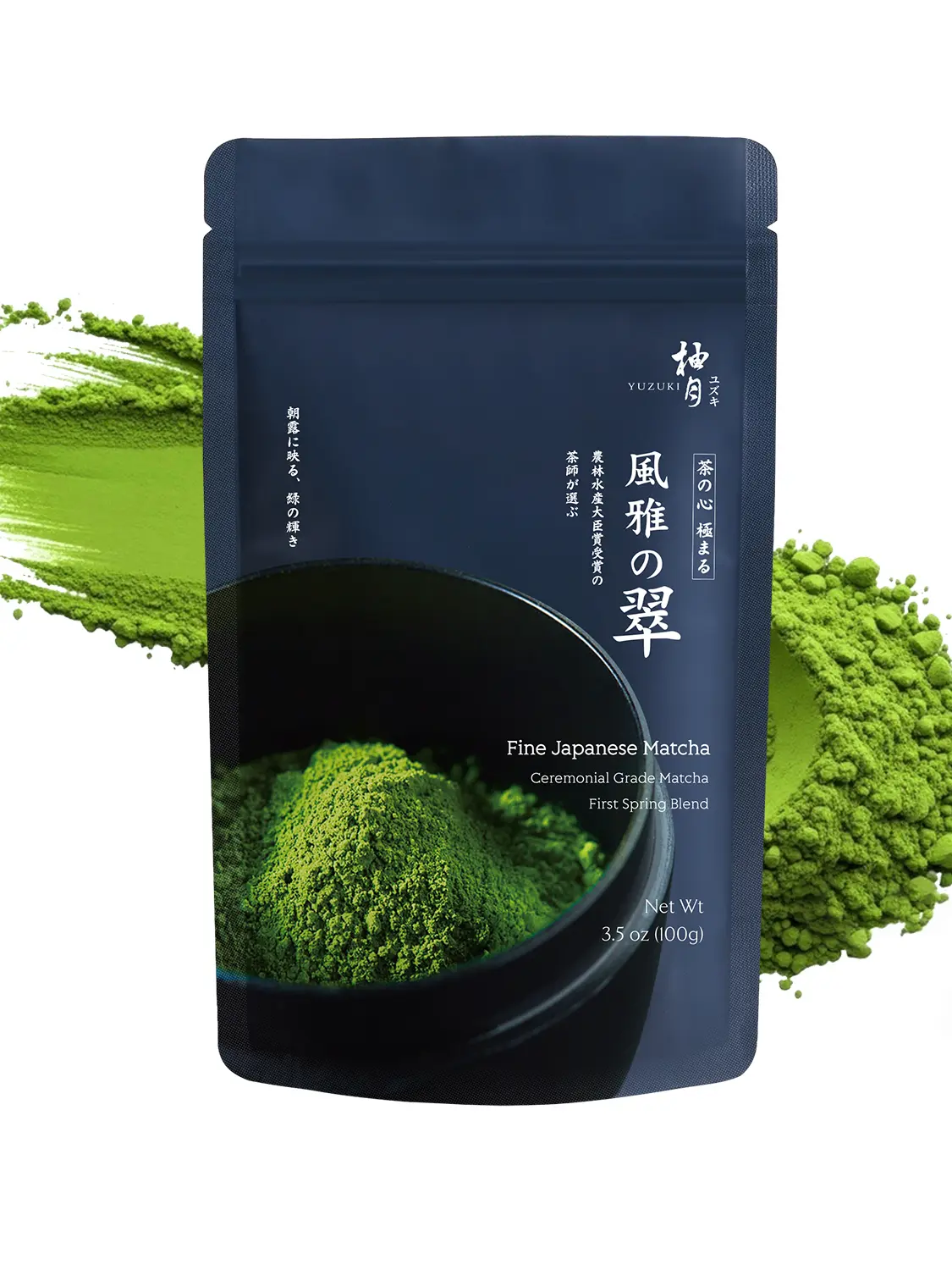 YUZUKI Traditional Japanese Ceremonial Grade Matcha Tea Powder - 1st Harvest, Smooth, L-Theanine Rich, 0 Sugar, 100g (3.5 oz) Value Size, Product of Uji Kyoto