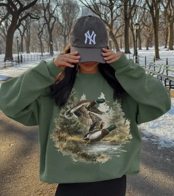 Mallard Duck Sweatshirt, Granola Hiking Camping Sweatshirt, Rustic Country Sweatshirt