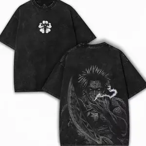 Manga Black Clover Yami Sukehiro Printed Tee Men Short Sleeve Clothing Washed Cotton T-shirt Plus Size Streetwear Best Selling         HV5 7UX