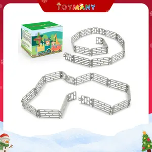 TOYMANY 64pcs Mini Toy Fence for Farm Animals – Tiny Horse Corral Plastic Fencing Model Set, Farm Barn & Paddock Accessories for Model Figures, Christmas Gift Toy for Kids & Toddlers
