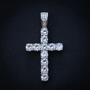 Large Diamond Cross Pendant - White Gold Large Diamond Cross Pendant - White Gold
