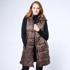 G by Giuliana Leopard-Printed Puffer Vest with Hood