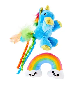 Unicorn Rainbow Cat Toy - 2 Pieces, Includes Pink & Black Color Options