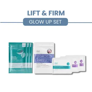 Lift & Firm Glow up Set - Instant Lift, Smooth + Overnight Repair Duo - Dissolving microneedle eye patches 3 pack with Hyaluronic Acid and Face lift in a bag