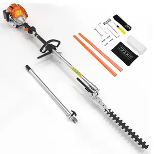 48CC Gas Powered Hedge Trimmer, Powerful String Trimmer, Brush Cutter,Pole Saw with Extension Pole Garden Trimming Tools for Tree Trimming and Branch Cutting