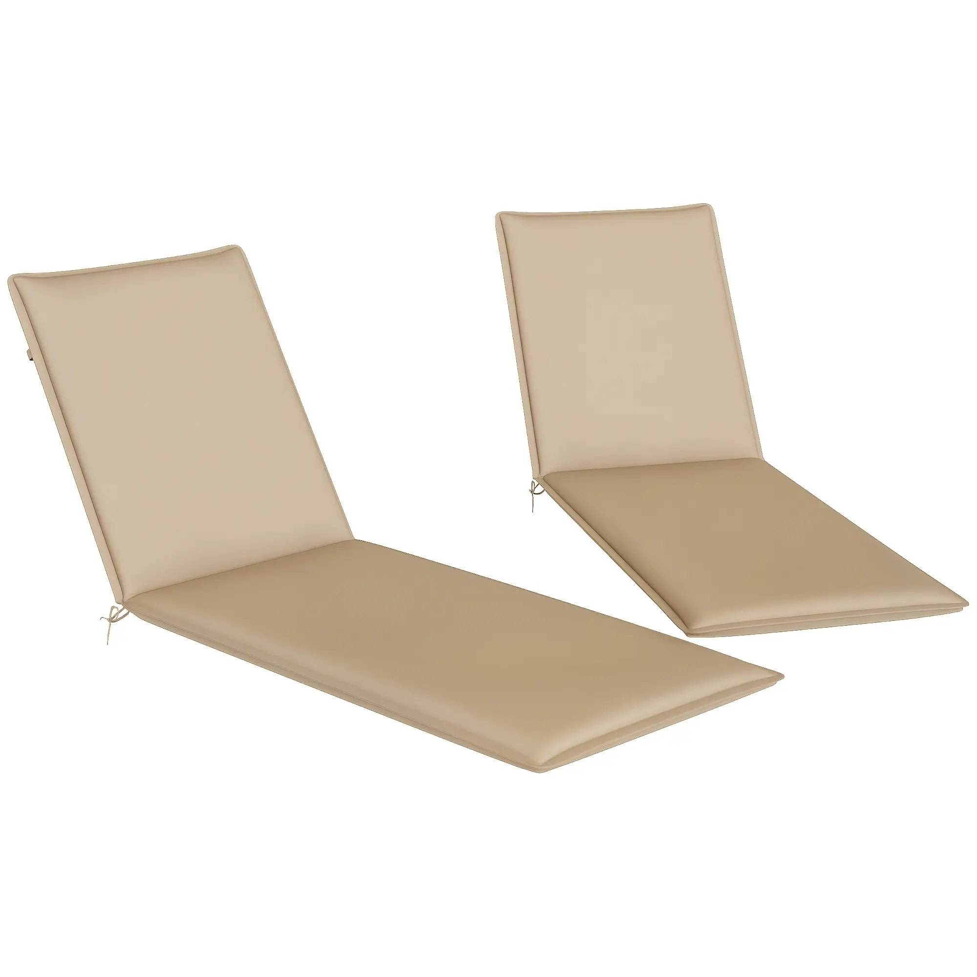 Foldable Chaise Lounge Cushion Set of 2 – Outdoor Lounge Chair Cushion Set with UPF50+ 200gsm Fabric, 25D High-Resilience Foam & Secure Ties. 76" x 23". Beige