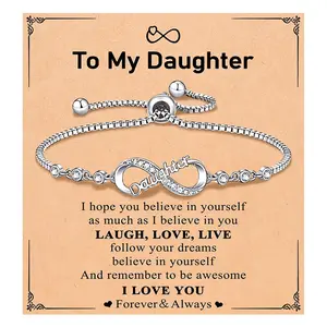 To My Daughter Heart Infinity Bracelet – Perfect Birthday, Graduation, Christmas Gift – Meaningful Jewelry Gift