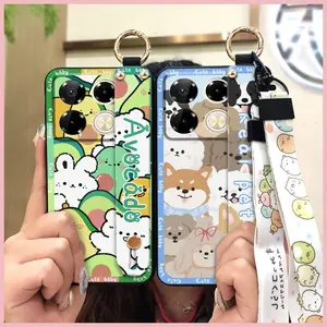 Waterproof Fashion Design Phone Case For infinix Note40 Pro/Pro+/X6851/B/X6850 Cute Durable Lanyard Phone Holder Anti-dust Back Cover protective ring Anti-knock Wristband Silicone