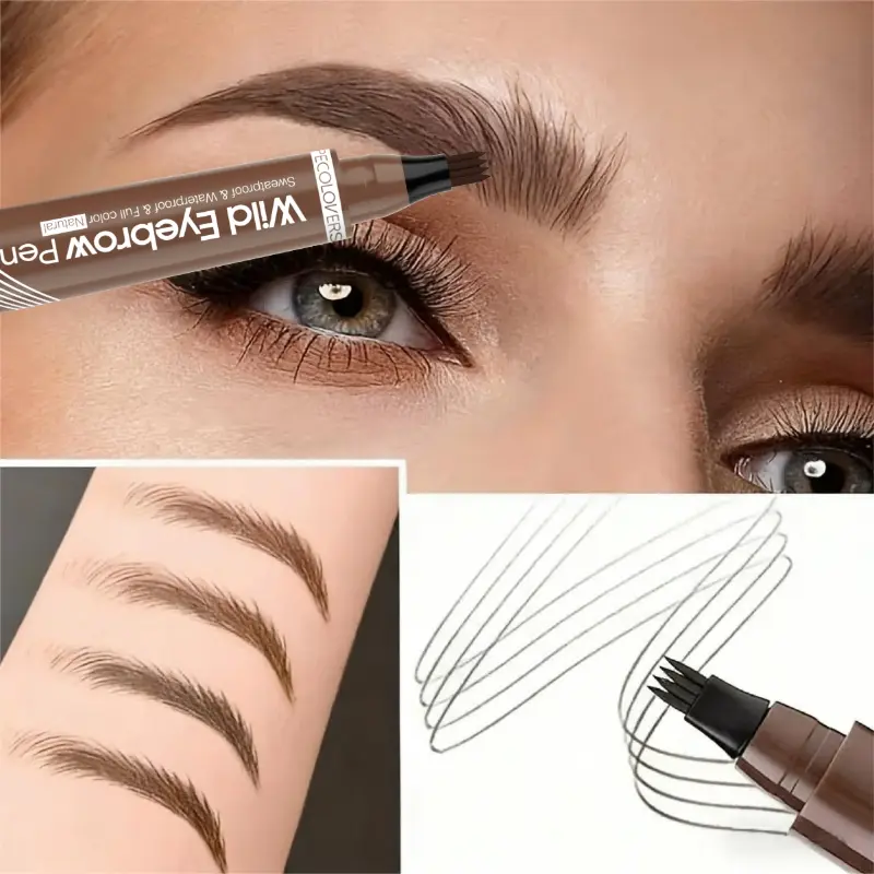1PC Dual-Purpose Tool for Filling in Hairlines And Eyebrows Features Ultra-Fine Fiber Bristles with a Bionic Design, Making It Waterproof And Sweat-Resistant Without Smudging. It Effortlessly Creates Distinct